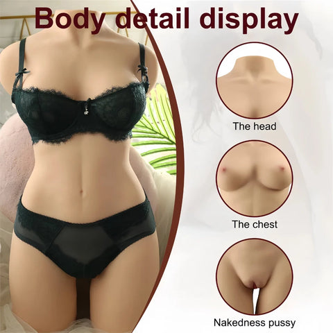 ▶️504- (40.78lbs/75cm) half-length lifelike sex doll with perky breasts, big ass and double channels 