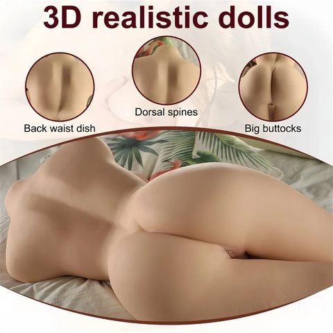 ▶️504- (40.78lbs/75cm) half-length lifelike sex doll with perky breasts, big ass and double channels 