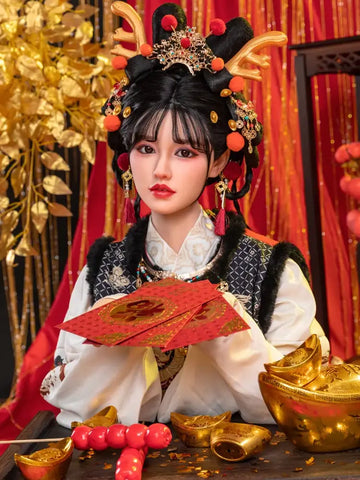 F2281-169cm(36kg) Tazza C Wushi Happy Year bambola cinese in silicone a tema ｜Starpery Doll