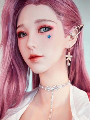 F1596-171cm Bambola sessuale per adolescenti con coppa D in silicone, capelli sottili rosa｜Starpery Doll