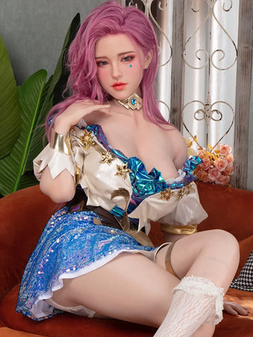 F1596-171cm Bambola sessuale per adolescenti con coppa D in silicone, capelli sottili rosa｜Starpery Doll