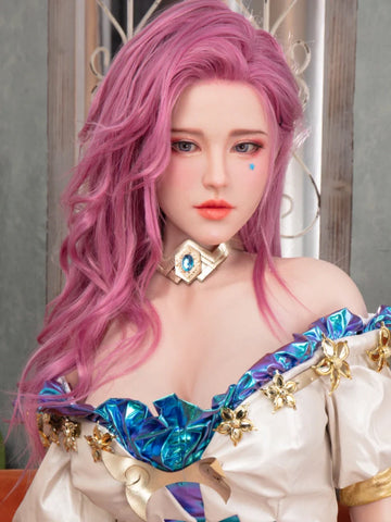 F1596-171cm Bambola sessuale per adolescenti con coppa D in silicone, capelli sottili rosa｜Starpery Doll