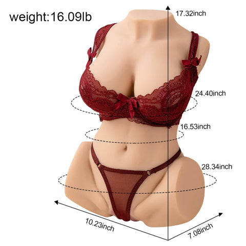 T588- (7.3kg）Realistico BBW Grandi Tette Torso Bambola Del Sesso Masturbatore Maschile Giocattolo Per Adulti