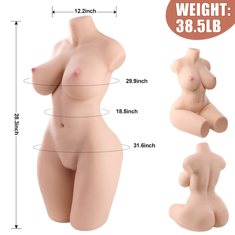 T707-(17.5kg)Torso di bambola del sesso sinuosa a grandezza naturale con seno in gel