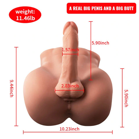 T704(5.2kg)  Giocattoli per adulti per adulti realistici con busto di bambola del sesso maschile con pene grande realistico con dildo da 5,9 "per masturbazione femminile