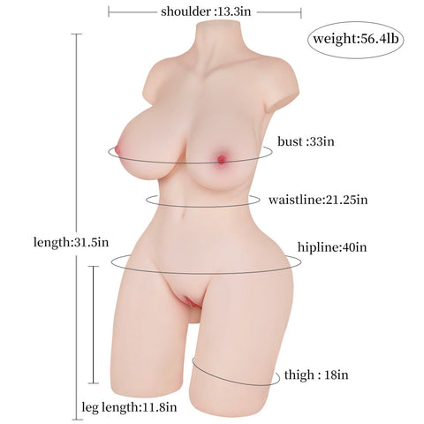 T29（25.6kg/80cm)bambola del sesso a mezzo corpo con sedere super morbido