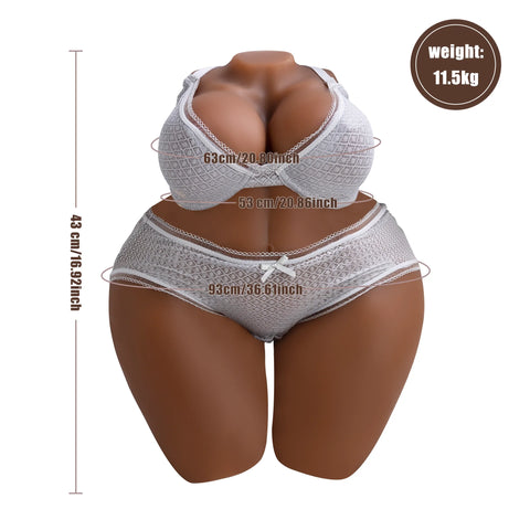 501-Black(25.3lb/45cm)Best Realistic BBW Sex Doll Torso|Big Round Ass