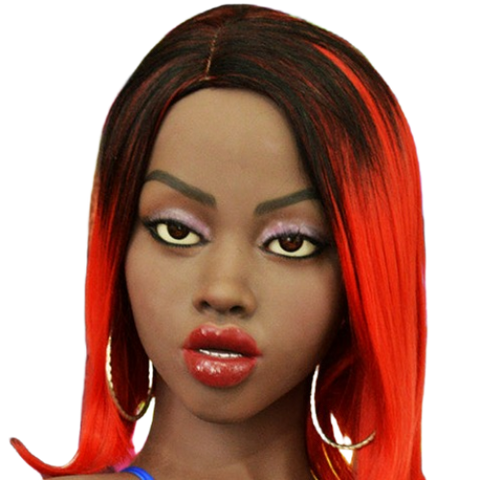 H030 Elegant African Sex Doll Head with High Forehead 