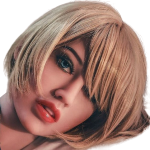 H047 Ravishing Blonde Highlights Sex Doll Head with Round Face 