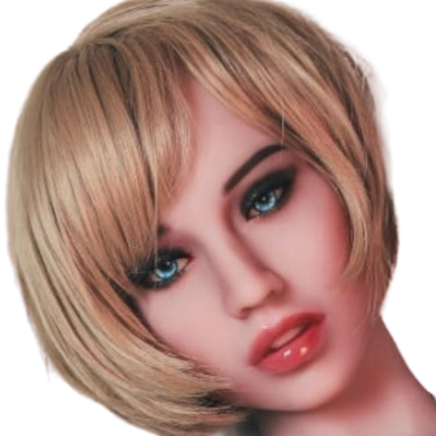 H047 Ravishing Blonde Highlights Sex Doll Head with Round Face 