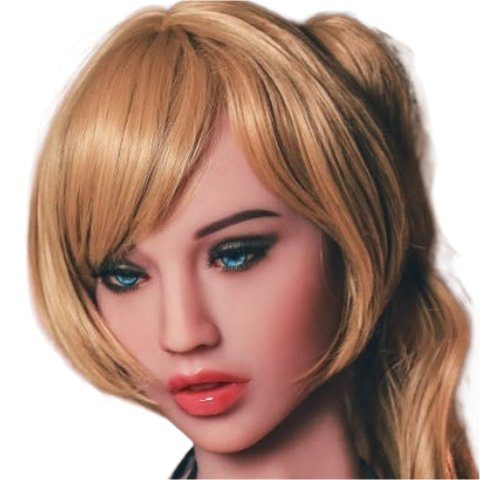 H047 Ravishing Blonde Highlights Sex Doll Head with Round Face 