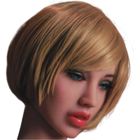 H047 Ravishing Blonde Highlights Sex Doll Head with Round Face 