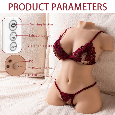 595-(7.7kg)Torso sex doll with fully automatic cleaning: Sucking And Vibrating Pussy 
