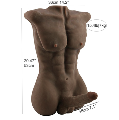 🎦528 Big Coke Black Male Sex Dolls Torso (7kg/53cm) for Women| Realistic human torso masturbation vibrator 