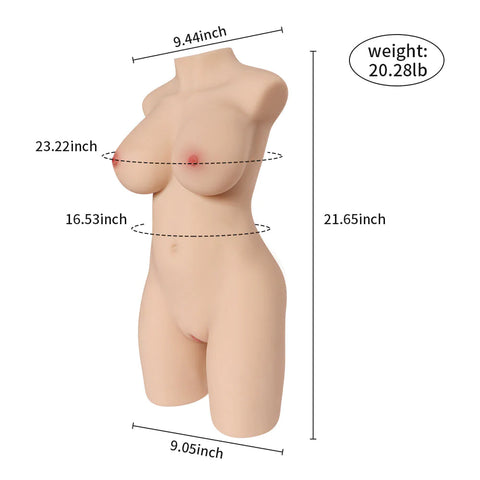 519(20.28LB) Lightweight Sex Doll Torso with Curvy Figure, Plump Breasts and Large Round Nipples 