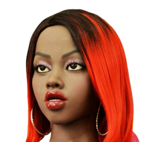 H030 Elegant African Sex Doll Head with High Forehead 